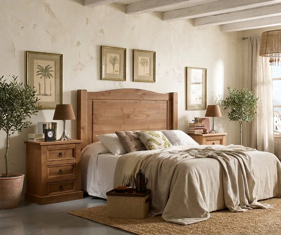 Dormitorio Rústico Madera de Pino Macizo-imagen-de-muebles-baena