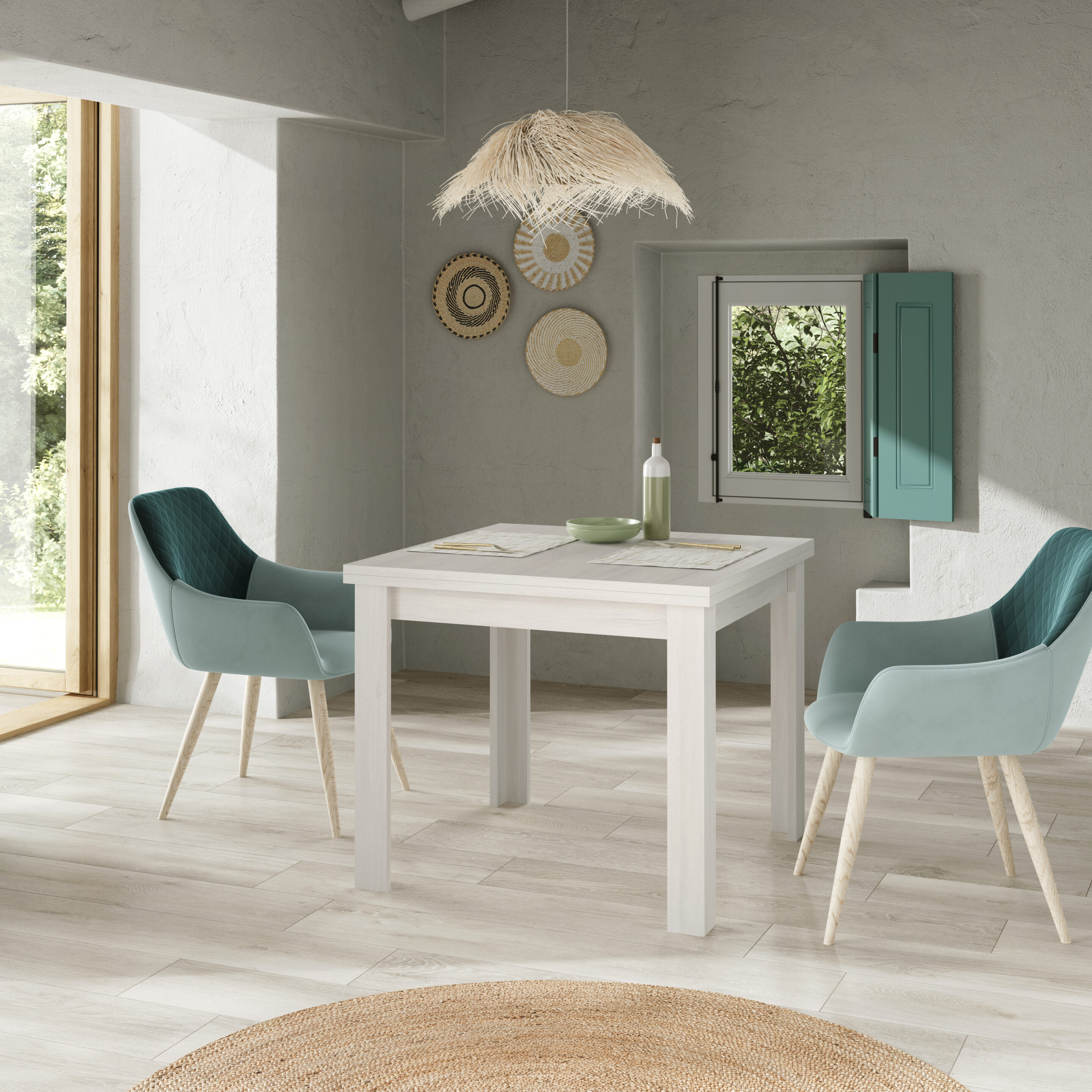 Mesa Comedor Libro Extensible 90x90 Cm BLANCO