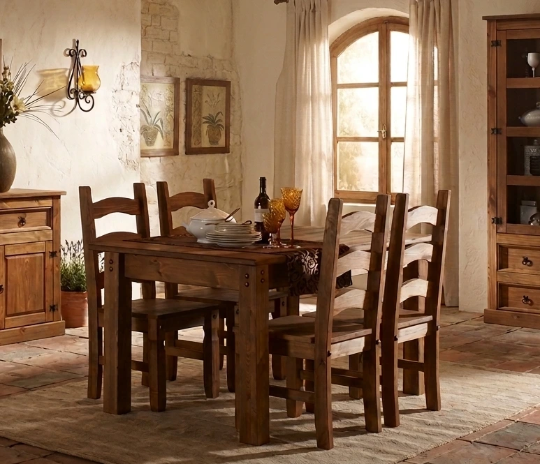 Mesa Rústica Extensible Madera Pino 140-180 Cm