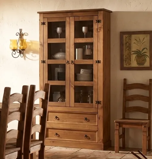 Vitrina Rústica Madera de Pino Macizo