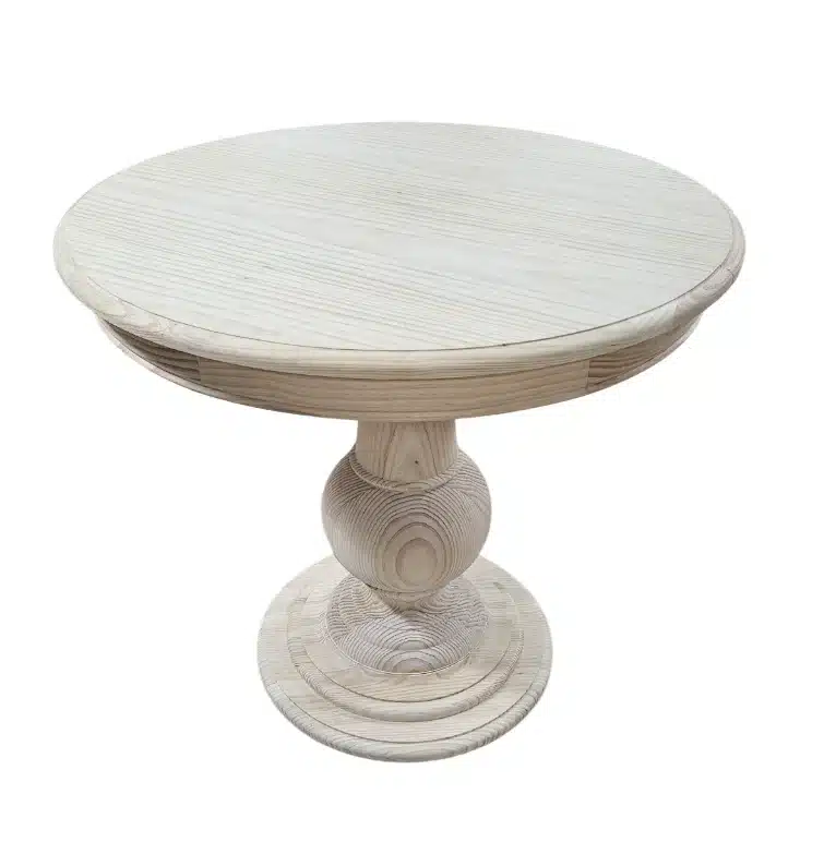 Mesa Redonda Extensible Madera Pino en Crudo 1