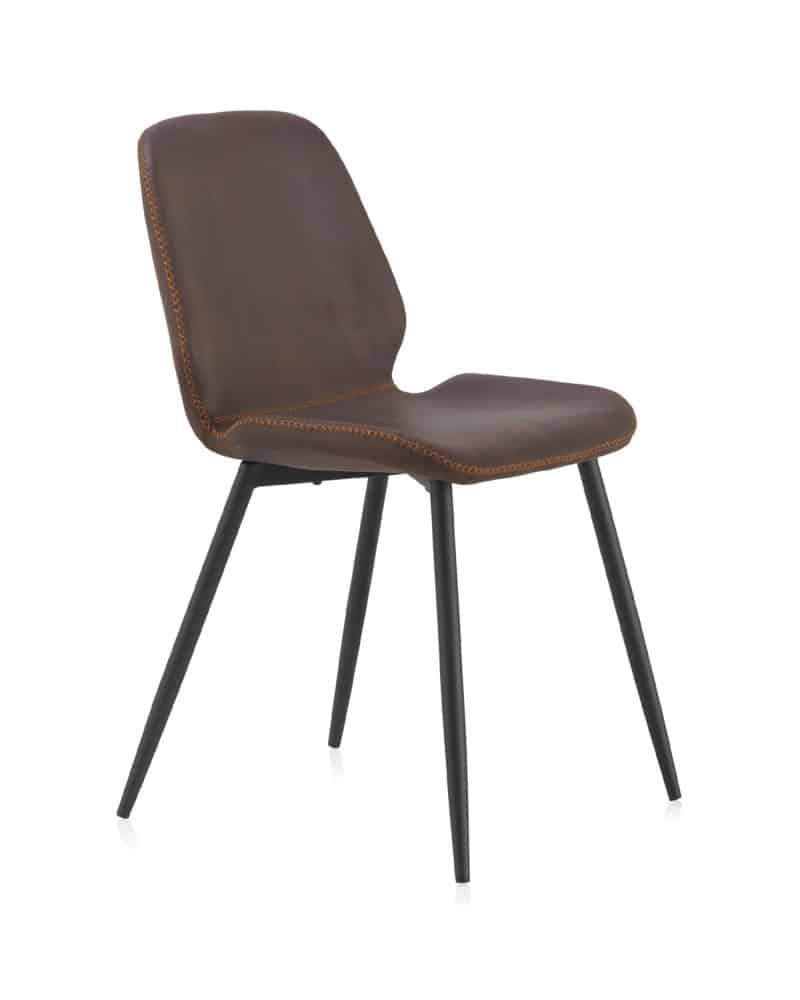 silla-tapizada-marron-patas-metalicas-negras