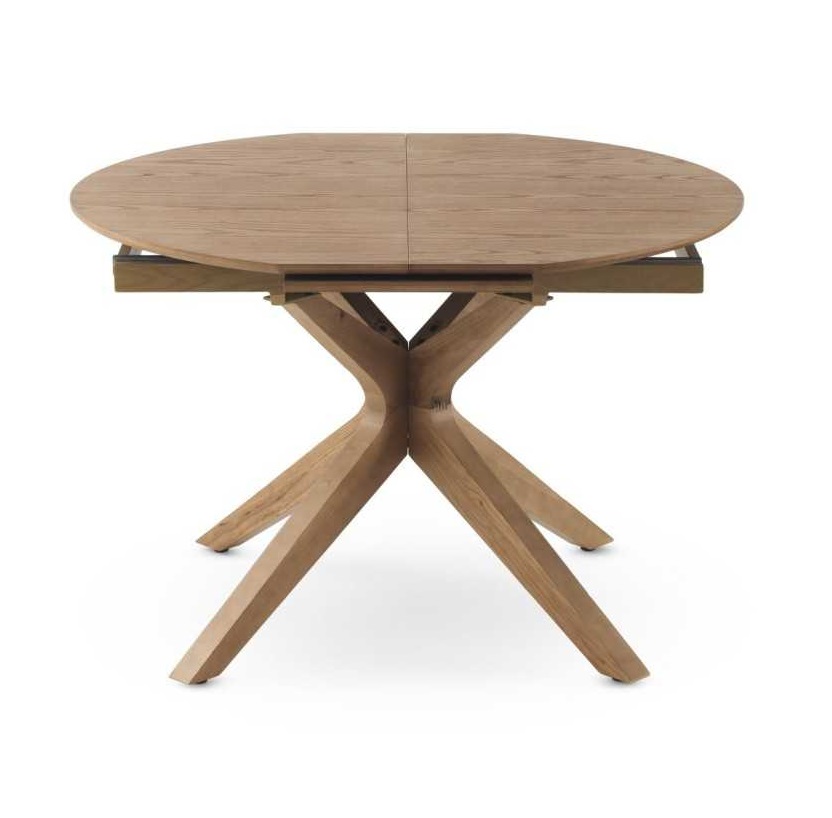 Mesa Redonda Extensible 120-160 Cm-Madera de Roble