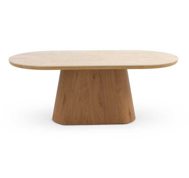 Mesa Comedor Ovalada Roble-Mármol 200 x 100 Cm-beige