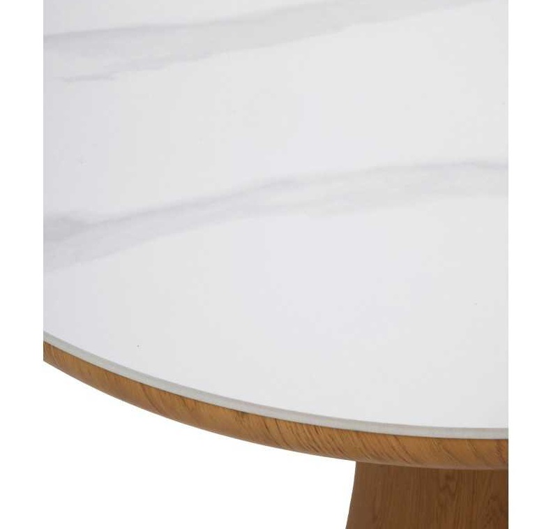 Mesa Comedor Ovalada Roble-Mármol 200 x 100 Cm blanco marmol