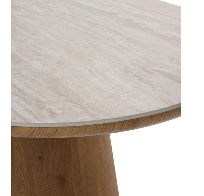 Mesa Comedor Ovalada Roble-Mármol beige