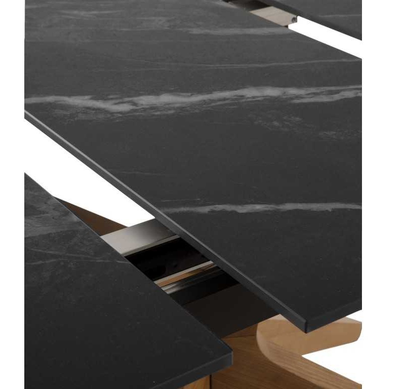 Mesa Extensible Comedor 160-200 Cm Roble-detalle negro