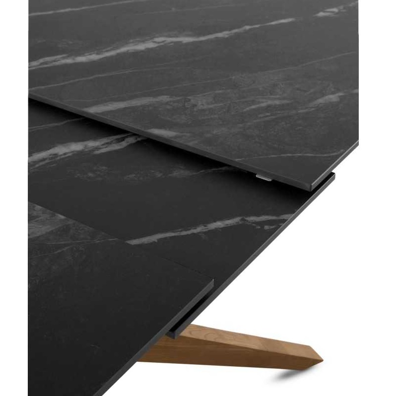 Mesa Extensible Comedor 160-200 Cm Roble-detalle negro.