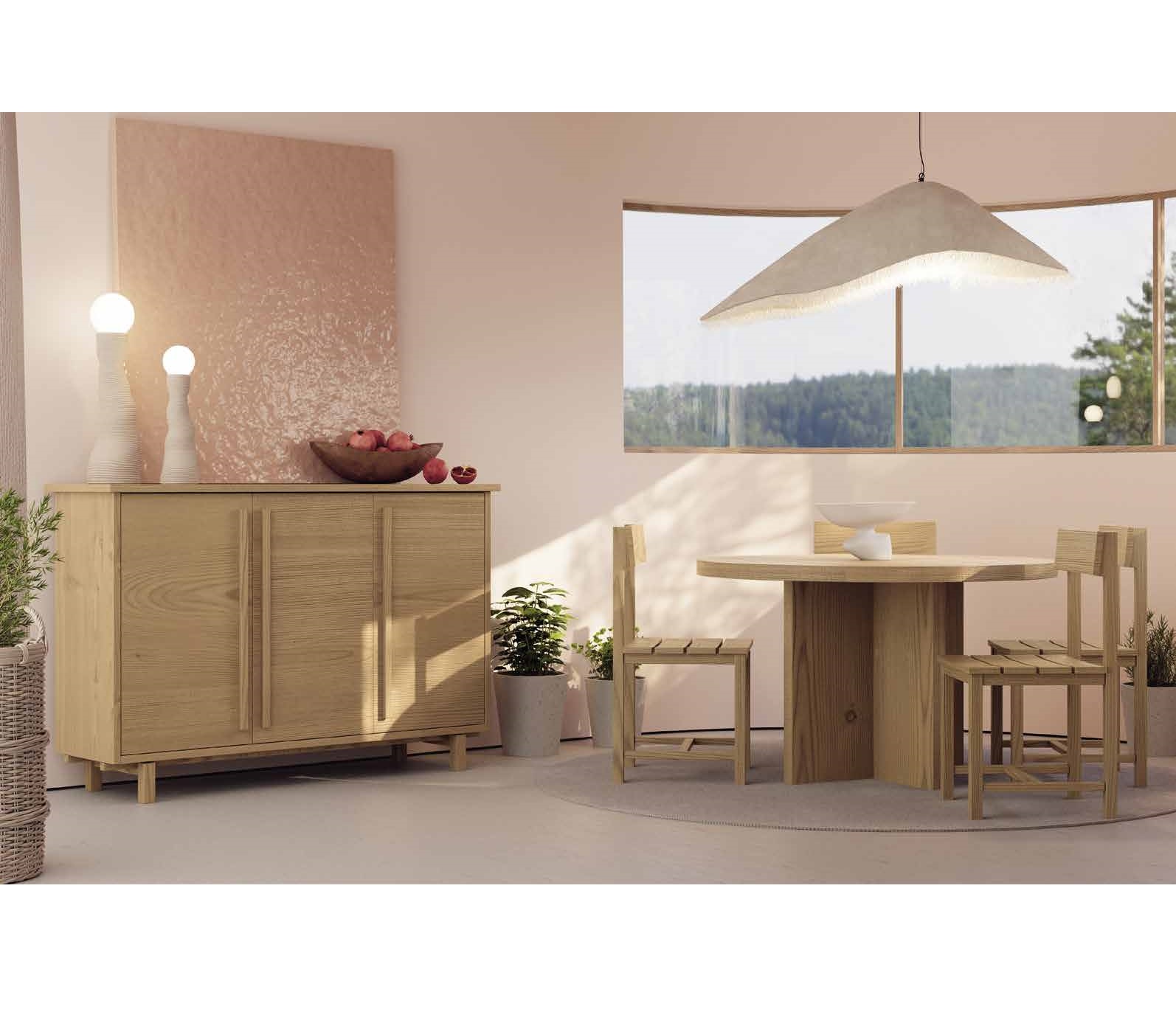 Conjunto de Salón Madera Maciza-Rústico Nórdico