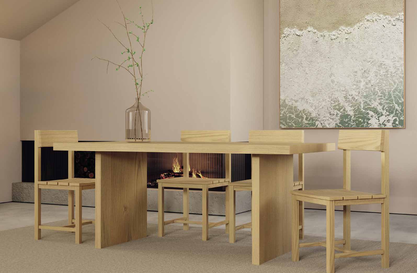 Conjunto Mesa y Sillas Madera Maciza Nature