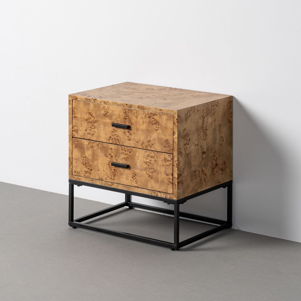 MESITA NATURAL-NEGRO DM-METAL 55 X 41 X 55 CM - Muebles Baena