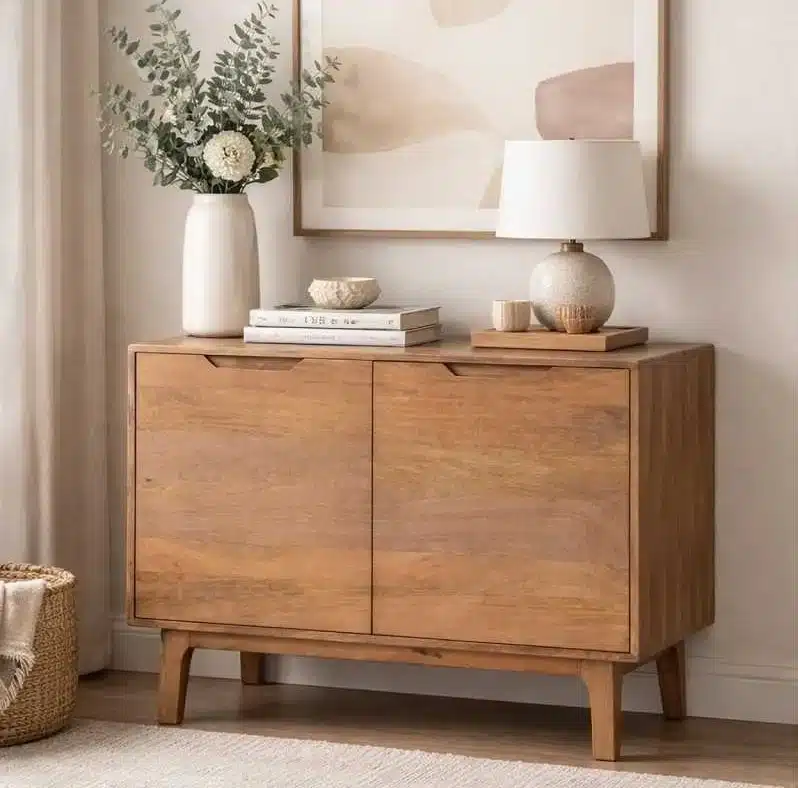 Aparador Pequeño 2 Puertas Madera de Mango 100 Cm (3)