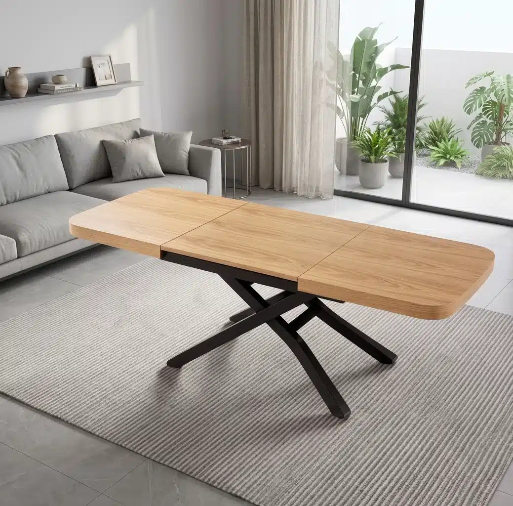 Mesa de Centro Elevable y Extensible 120 x 75 cm (3)